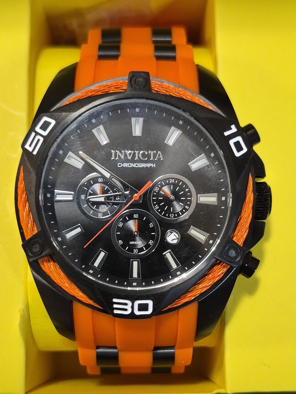 Invicta Men’s Orange and Black Chronograph Swim Watch